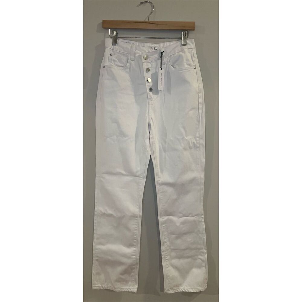 NWT Revolve WeWoreWhat Women's Crossover Straight Leg White Jeans Size 25 - Picture 2 of 9